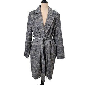 a new day Size XL "Menswear Plaid" Polyester Wool Blend Winter Dress Coat, NEW